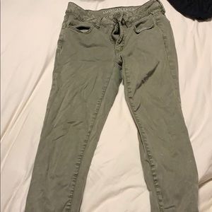 Green Cropped Jeans